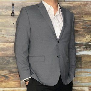 Ralph Lauren Black Label Slim Fit 100% Wool Gray Double Vented Blazer Jacket 46R